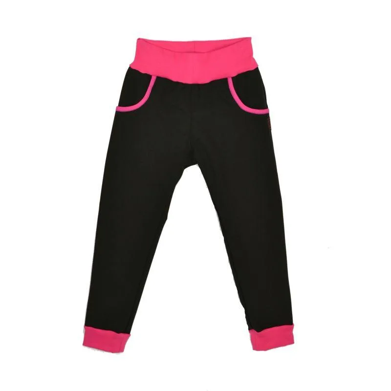Detské nohavice softshellové - čierno ružové veľ. 80-116