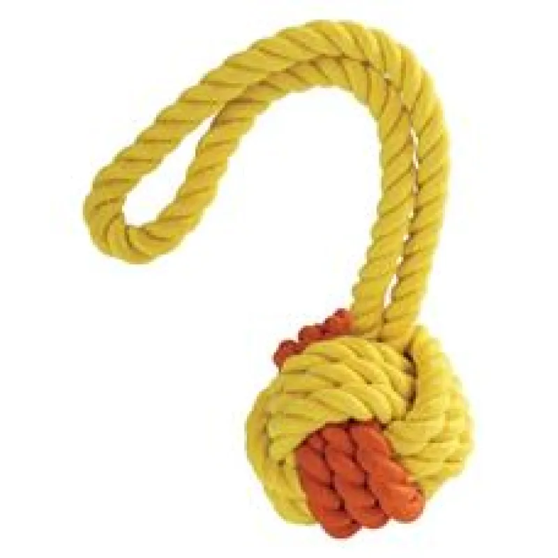 Kombinovaný Monty míč přírodní guma a bavlna s poutkem HipHop ø 9,5 cm/ 31 cm, modro/zelená