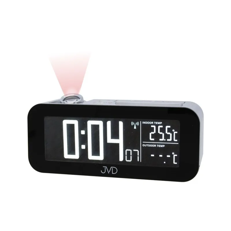 Projekční rádiem řízený svítící budík s projekcí JVD RB93 a teploměrem