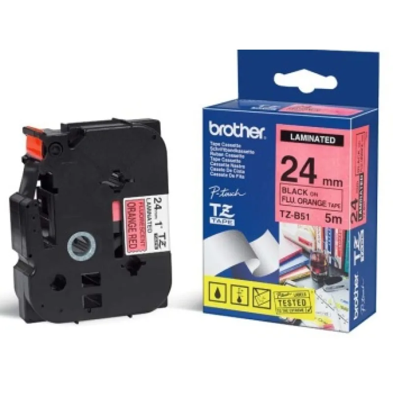 TZE-B51, signálna oranžová/ čierna, 24mm TZEB51