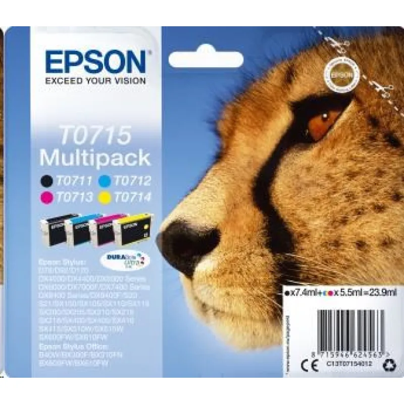 Atrament EPSON Multipack 4-farebný atrament T0715 DURABrite Ultra…