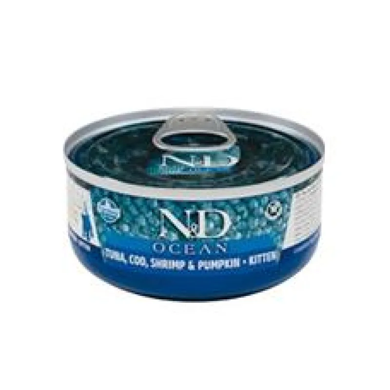 N&D CAT OCEAN Kitten Tuna & Cod & Shrimp & Pumpkin 70 g