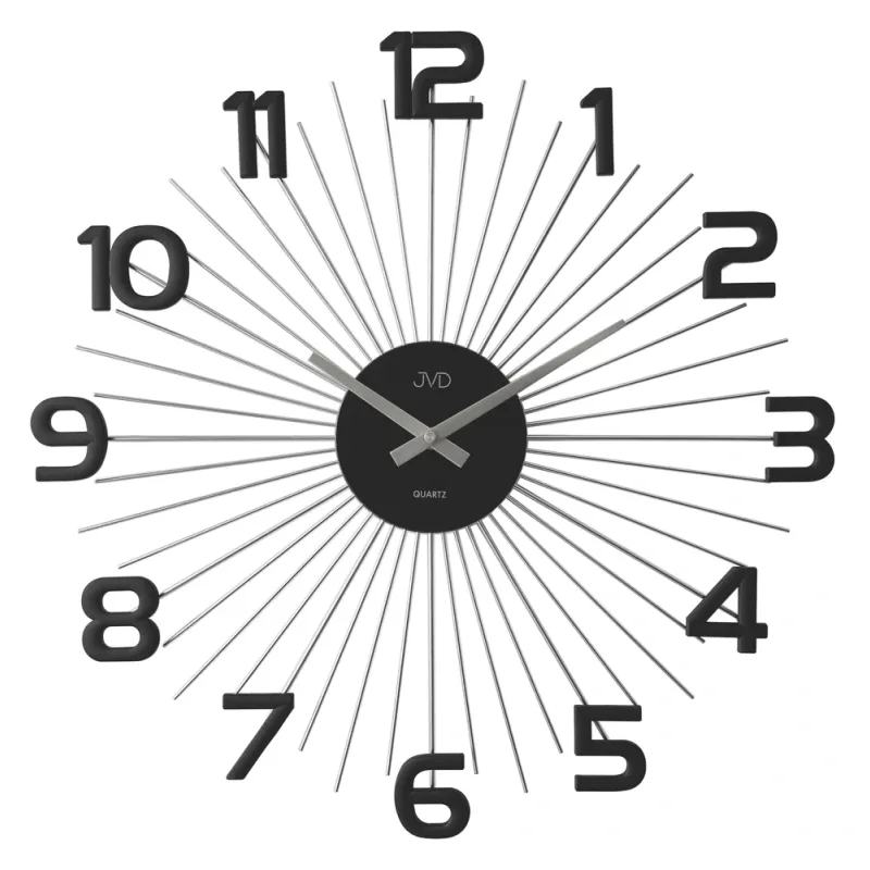 JVD Designové kovové černé paprskovité hodiny JVD HT121.2