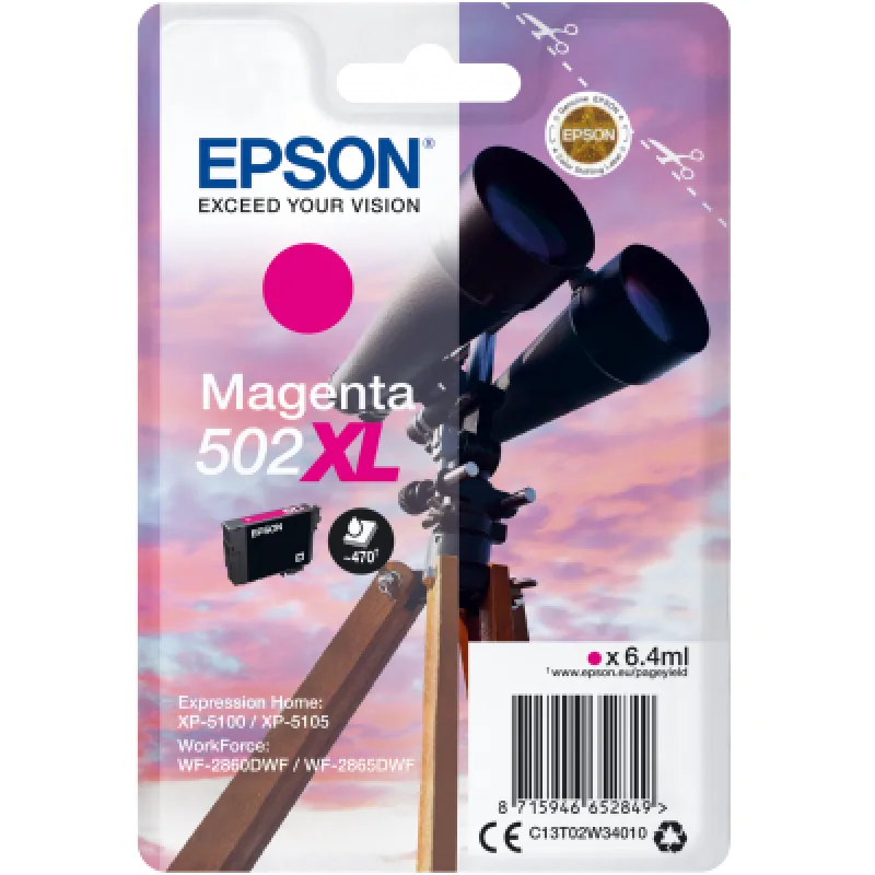 EPSON singlepack, Magenta 502XL, Ink, XL C13T02W34010