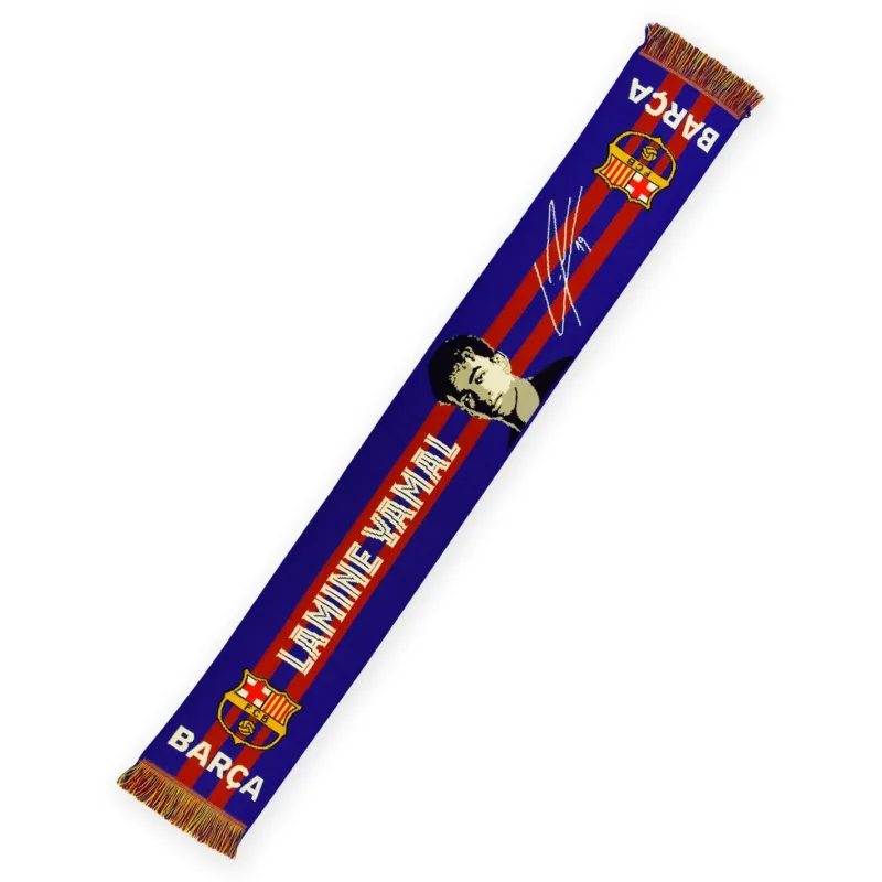 FC Barcelona Lamine Yamal pletený šál s podpisom - SKLADOM