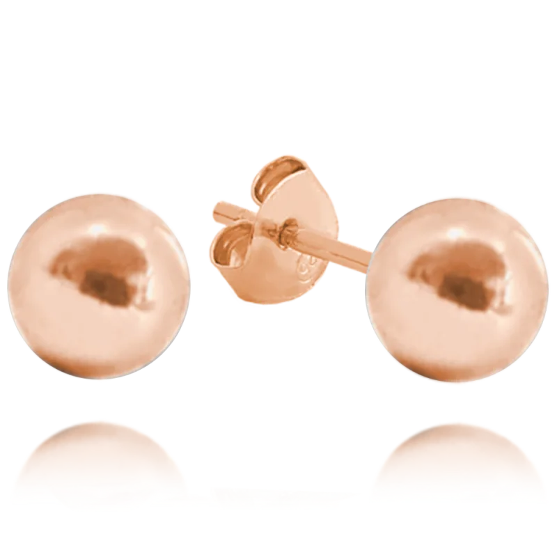 MINET Rose gold stříbrné náušnice KULIČKY 8 mm