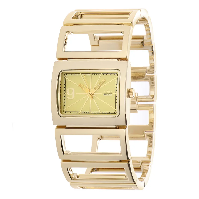 MPM Náramkové hodinky s černým číselníkem a zlatými indexy MPM Daylight - E W02M.10571.E