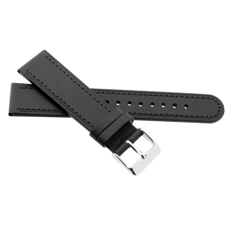 JVD Kožený unisex černý řemínek na hodinky R41601/18