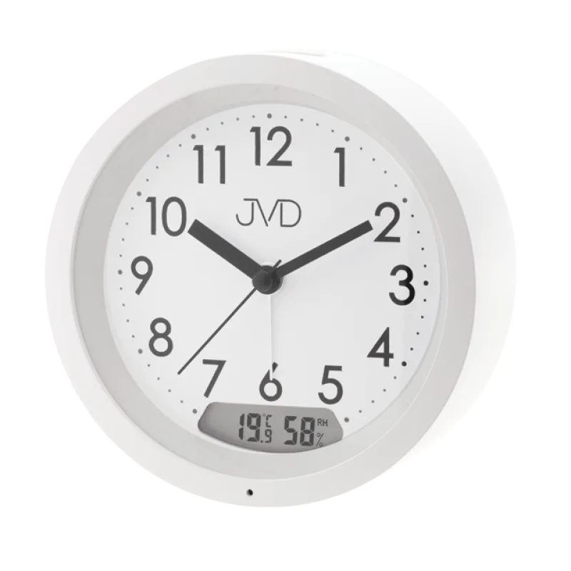 Tichý netikající ručkový budík s teploměrem JVD SRP056.1