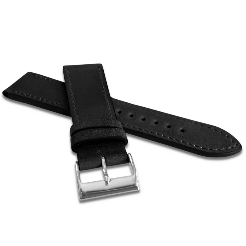 LAVVU Černý prošitý řemínek SLIM z luxusní kůže Top Grain - 20 LSZUB20