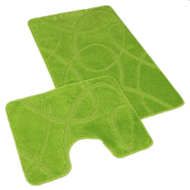 Kúpeľňová a WC predložka elipsy zelené 60x100+60x50cm