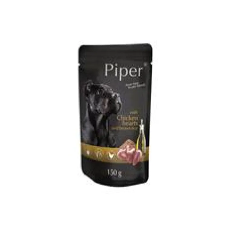 PIPER s kuřecími srdíčky a hnědou rýží, kapsička pro psy 150g