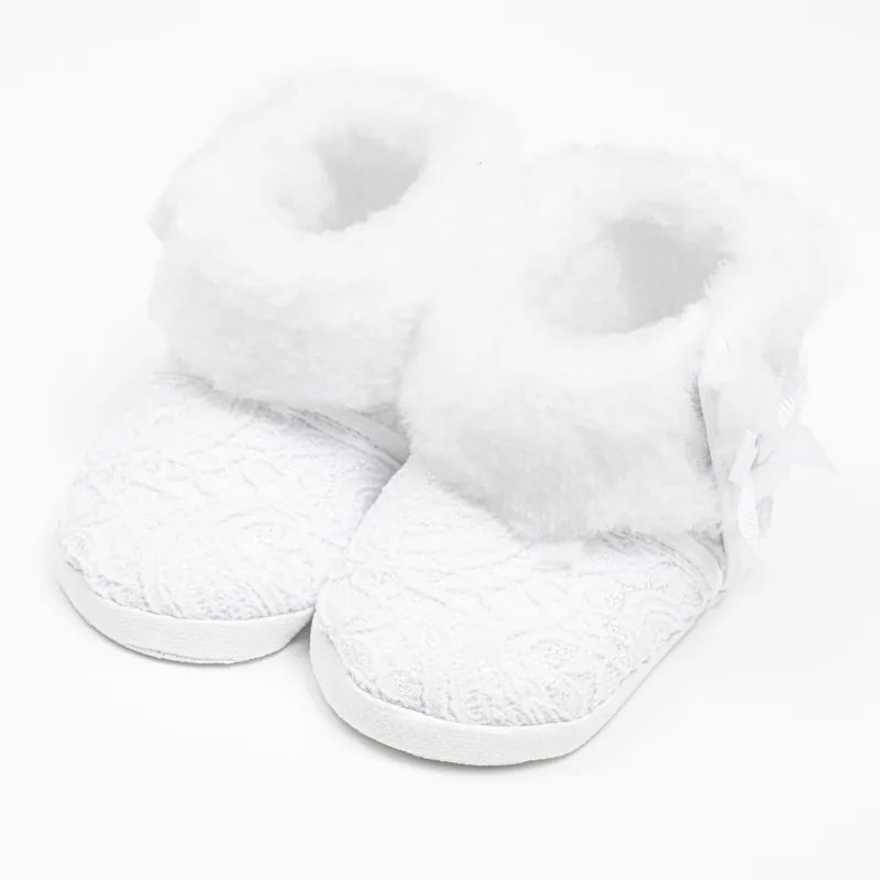 Dojčenské zimné krajkové kozačky New Baby 3-6 m biele