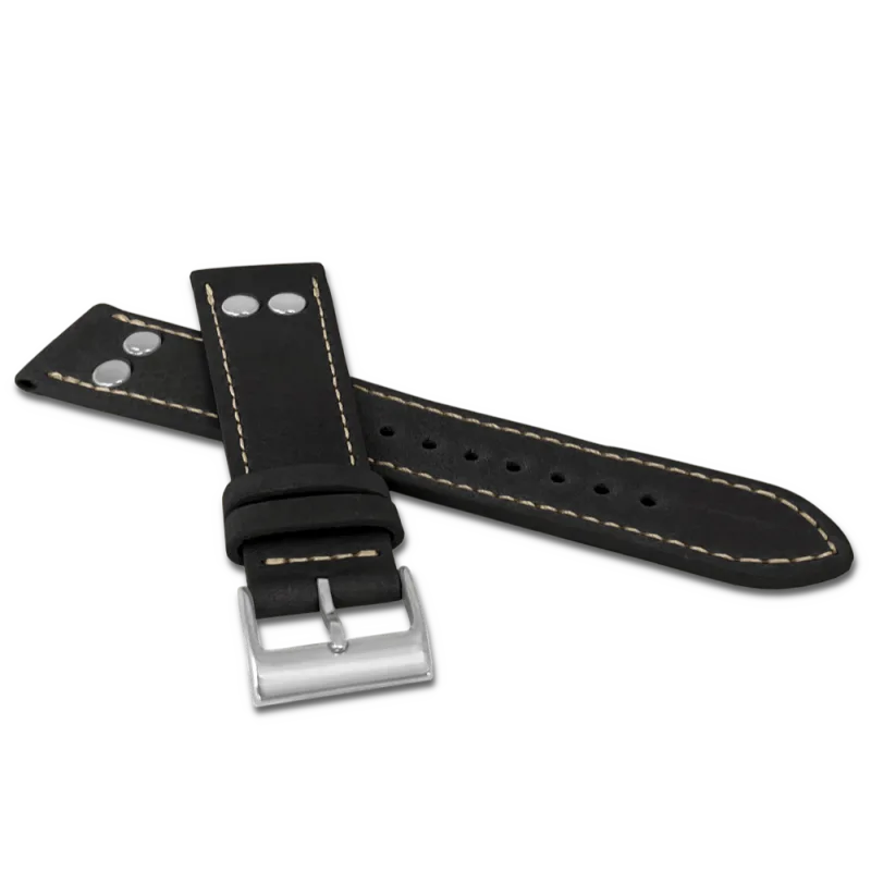 LAVVU Černý pilotní řemínek PILOT z luxusní kůže Top Grain - 18 LSUAB18