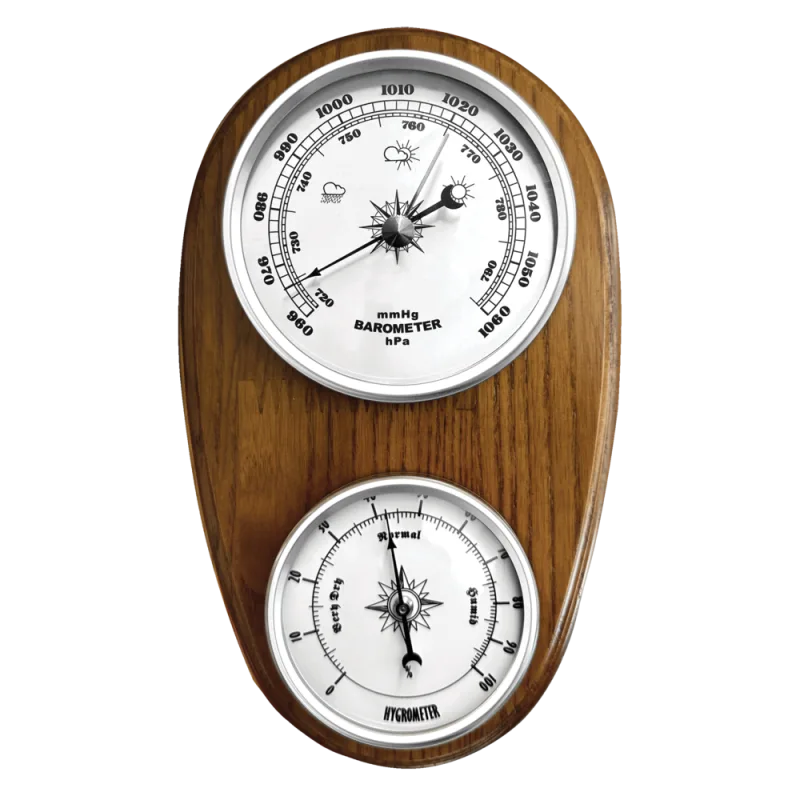 JVD Dřevěný retro hranatý vlhkoměr a barometr JVD BA231/11