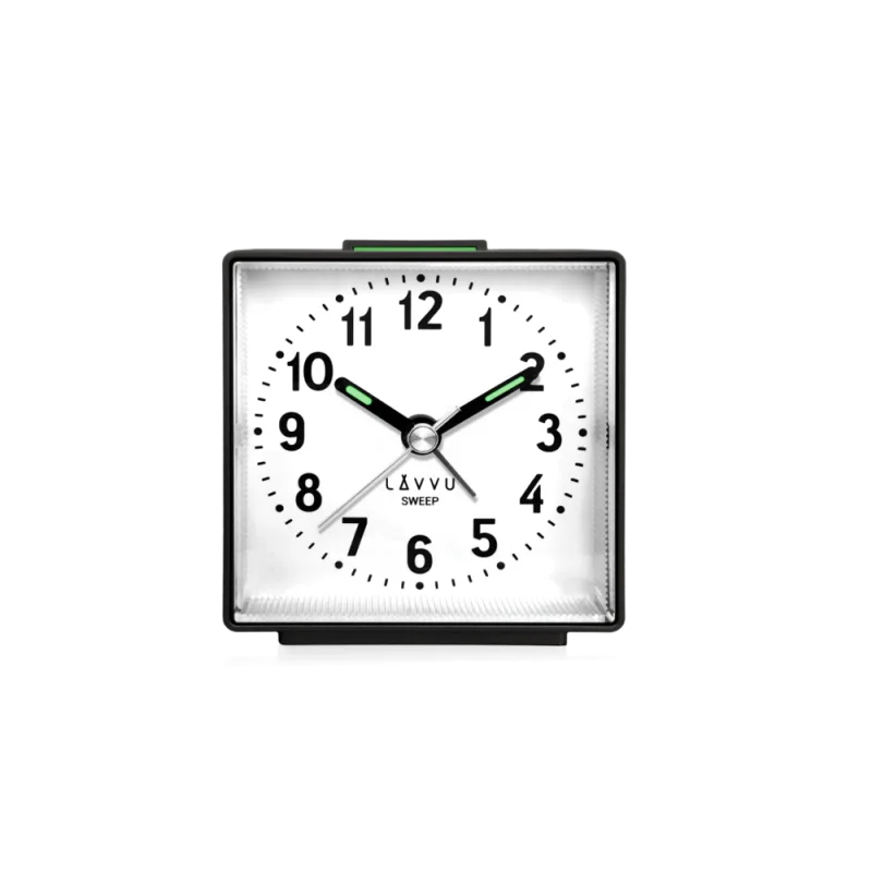 LAVVU Černý budík SWEEP s plynulým chodem - 3 ROKY ZÁRUKA! LAS3010