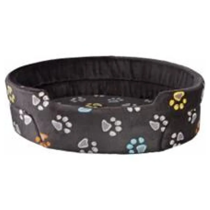 Oválný pelech JIMMY šedý s tlapkami 85 x 75 cm