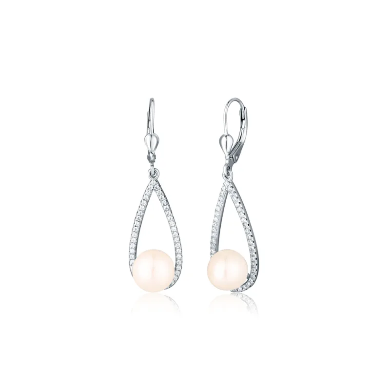 JVD Dámské stříbrné visací náušnice s perlami SVLE2825XH2P100