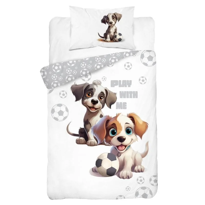 Obliečky do postieľky Šteniatka sivé 100x135/40x60