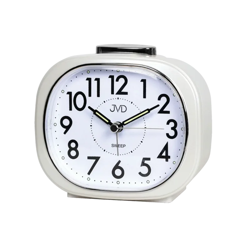 JVD Bílý tichý ručkový budík plynulým chodem JVD SRP2010.3