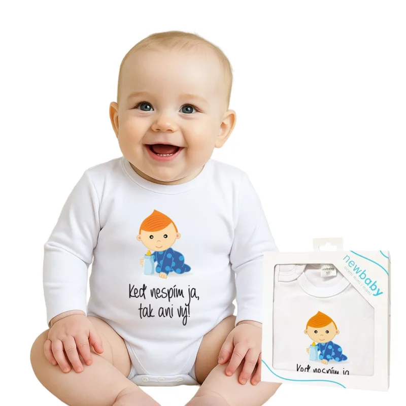 Body s potlačou New Baby Keď nespím ja, tak ani vy - darčekové balenie