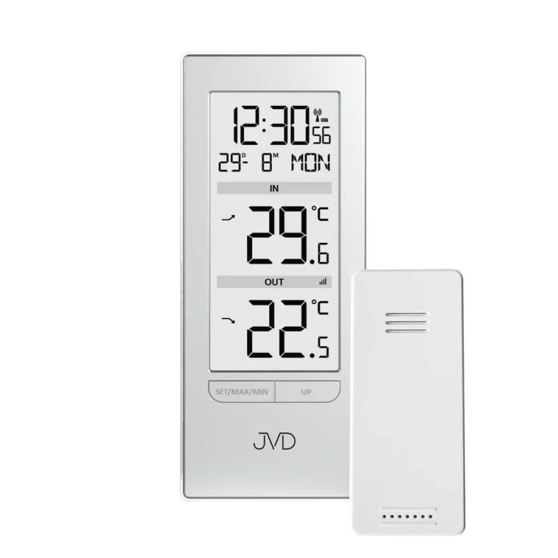 JVD Stříbrný digitální čitelný bezdrátový teploměr JVD T3348.2
