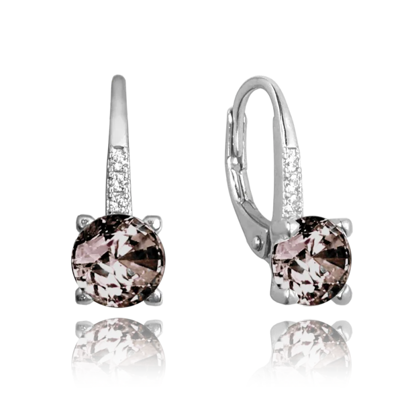 MINET Elegantní stříbrné náušnice s hnědým zirkonem JMAS0150HE00