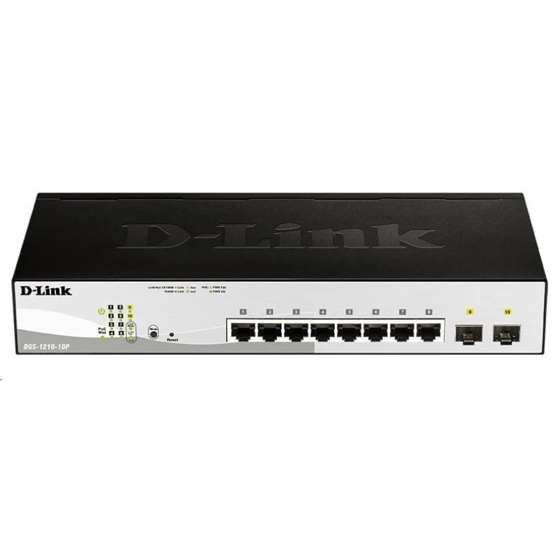 D-Link DGS-1210-10P 10-portový gigabitový Smart+ PoE switch, 8x GbE PoE+…