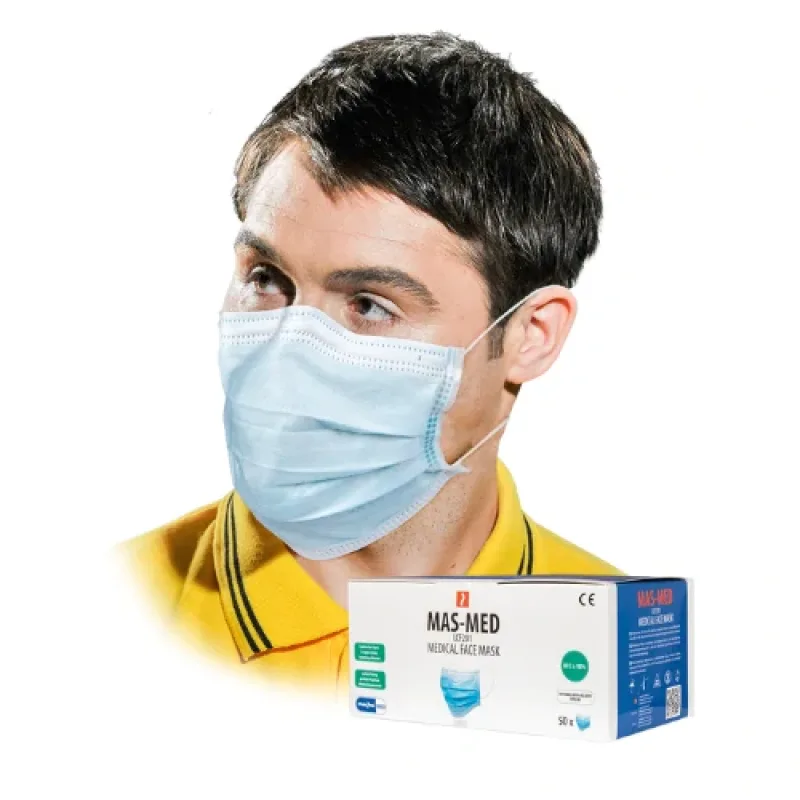 Reis MAS MED jednorazová lekárska rúška 3vrstvová II R modrá 50 Ks