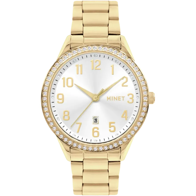 MINET Náramkové zlaté dámské hodinky Avenue s čísly MWL5319
