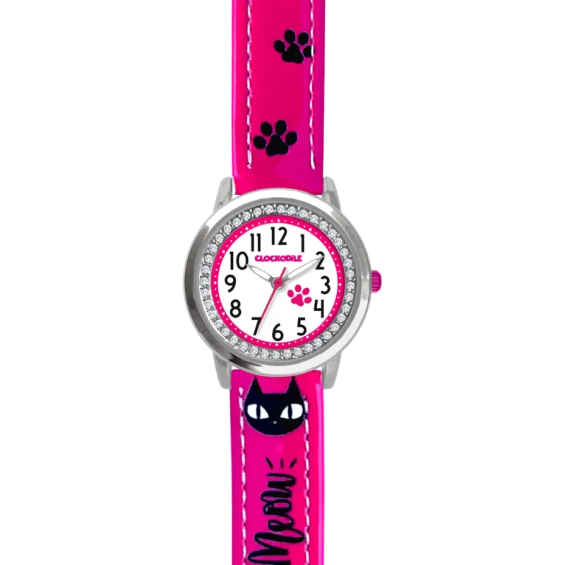 CLOCKODILE Náramkové růžové dívčí dětské hodinky KOČKY CWG5192 