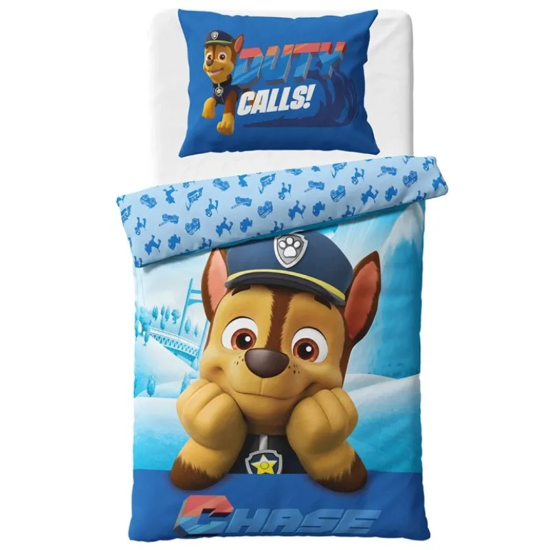 Detské obliečky Tlapková Patrola Policajt Chase 140x200/70x90 cm