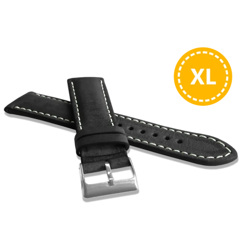 LAVVU XL Prodloužený přírodně barvený černý řemínek NATURE z kůže Top Grain - 24 XL