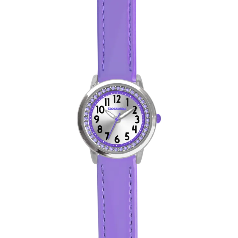 CLOCKODILE Fialové dívčí dětské hodinky s kamínky CWG5231