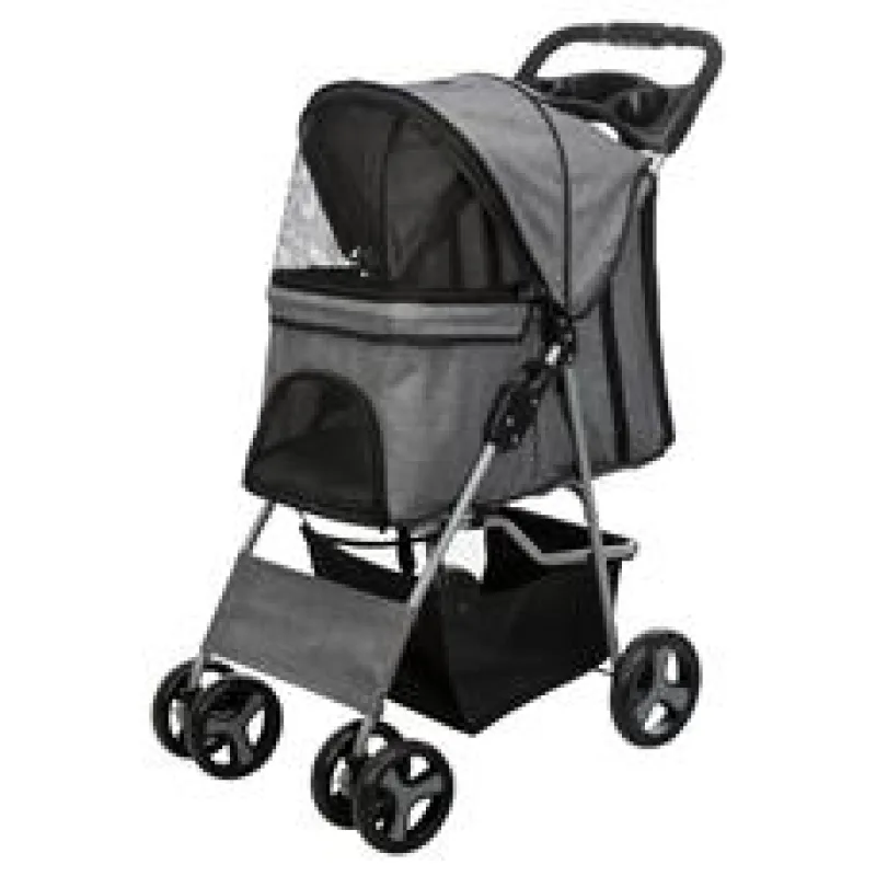 Kočárek pro psy BUGGY, rychlosklápěcí, 47 x 100 x 80cm, nosnost do 15 kg, šedá 1 ks (28959)