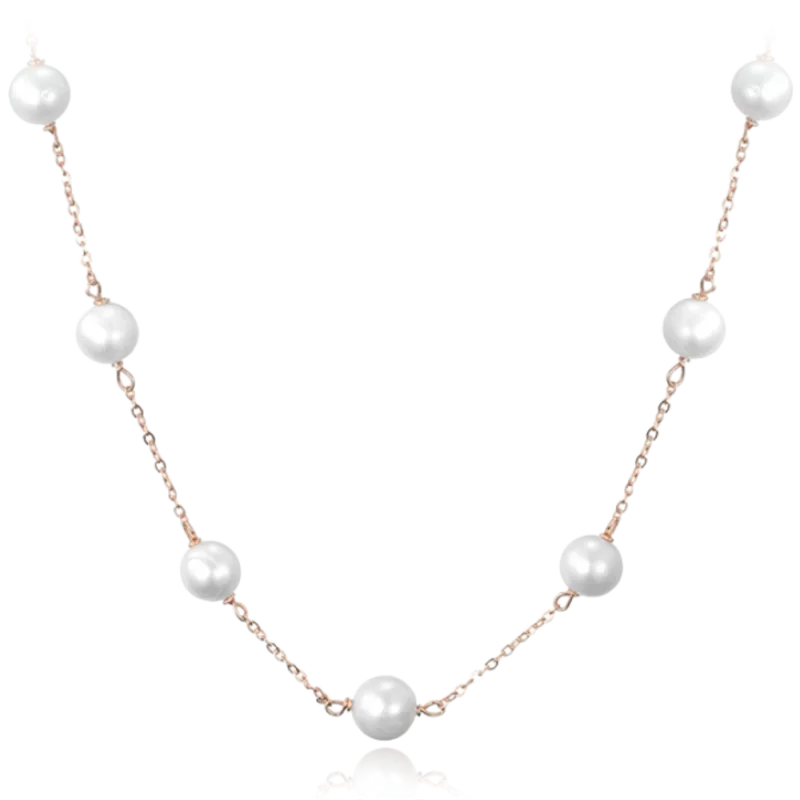 MINET Rose gold stříbrný náhrdelník s přírodními perlami Ag 925/1000 12,15g JMAS7050RN50