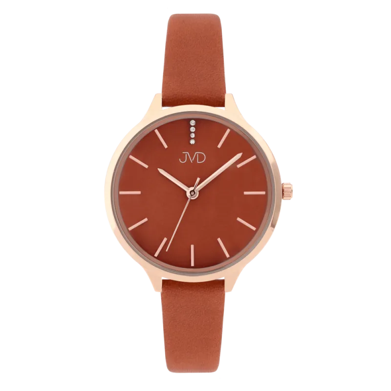 JVD Dámské módní designové hodinky JVD JZ201.7 s řemínkem z pravé kůže