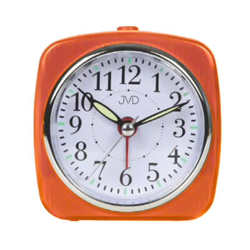 JVD Oranžový tichý budík s plynulým chodem JVD SRP7503.4