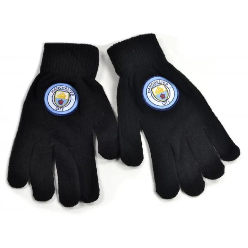 Manchester City pletené rukavice čierne - SKLADOM