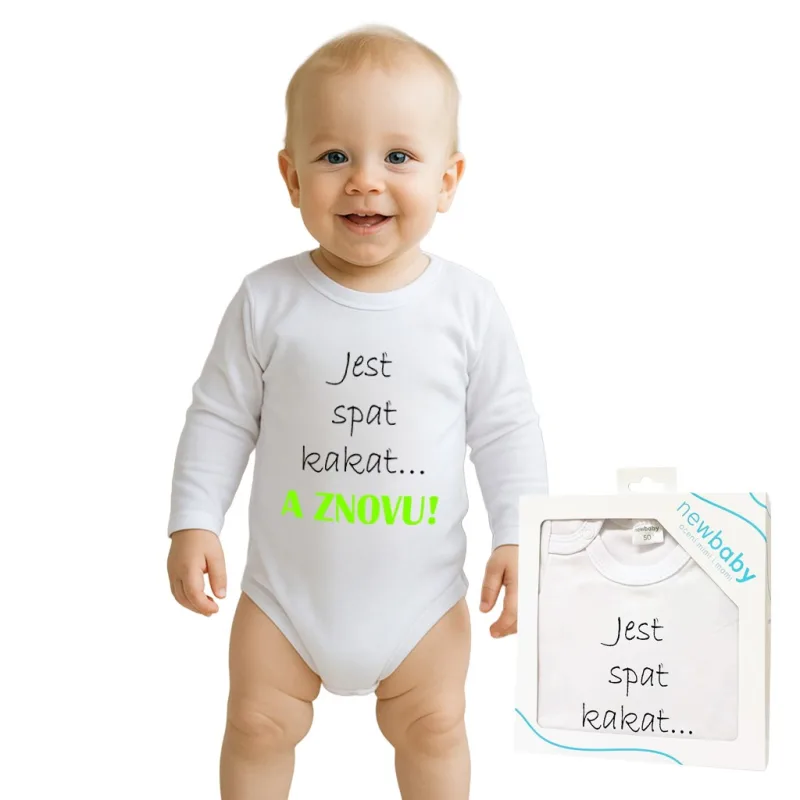 Body s potlačou New Baby Jesť spať kakať...a ZNOVU - darčekové balenie