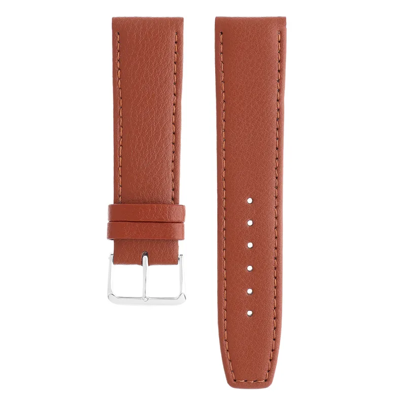 MPM Prošívaný koženkový řemínek s vyraženým bůvolím vzorem RB.15008 (22 mm) - světle hnědý RB.15008.2220.51.L