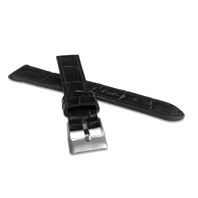 Černý prošitý řemínek LAVVU CROCO z luxusní kuže Top Grain - LSJUB18