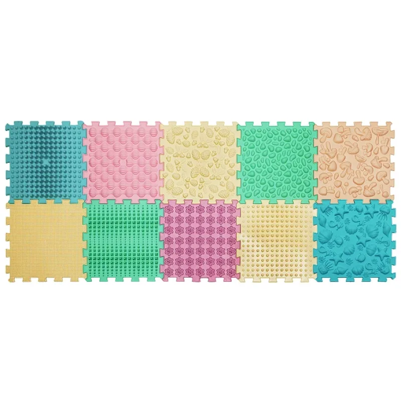 Masážna ortopedická podložka Puzzle Mix Pastel 10 prvkov