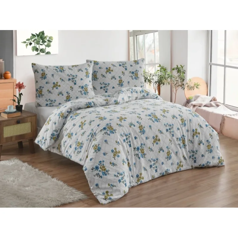 Flanelové obliečky, Olivie blue 220x240/2x70x90 cm