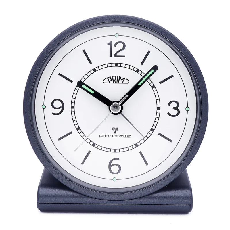 PRIM Rádiem řízený budík s plynulým chodem PRIM Alarm Gentleman - šedobílý - II. jakost C01P.3798.9200.IA