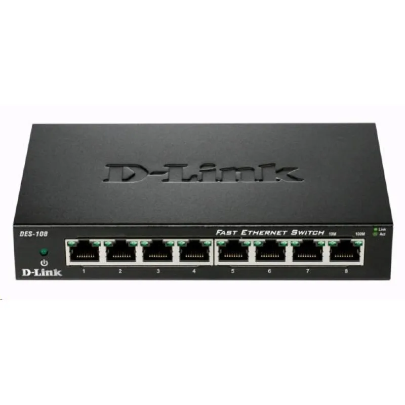 D-Link DES-108 8-portový 10/ 100 stolný prepínač s kovovým puzdrom DES…