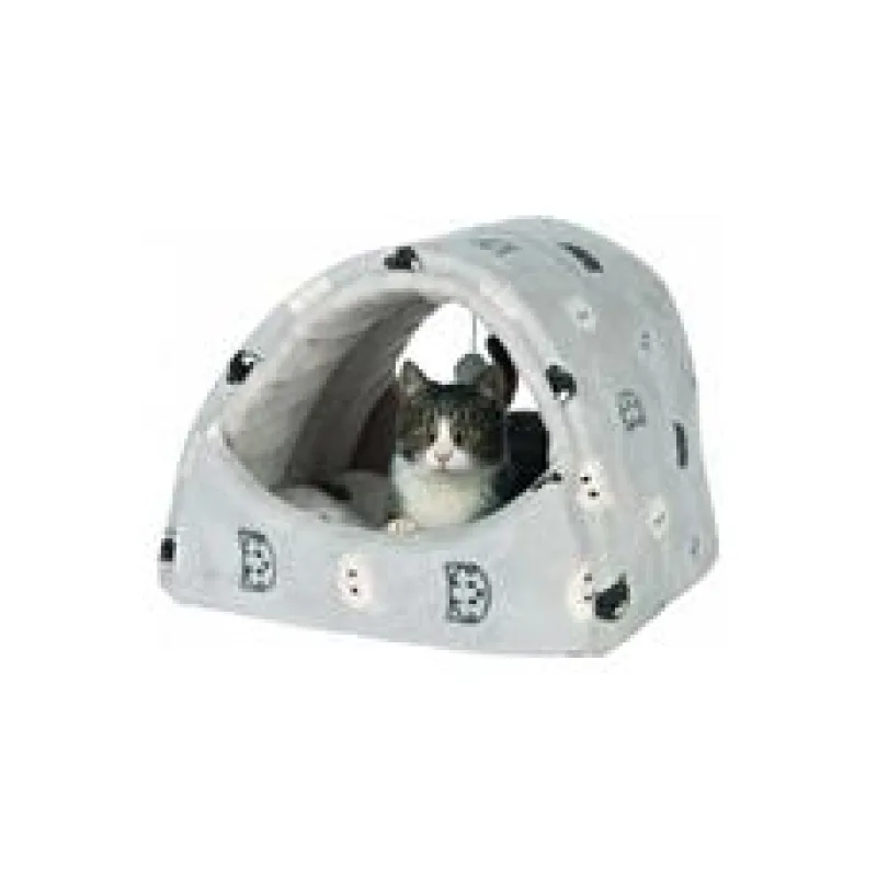 Plyšová kukaň MIMI s hračkou, sv. šedá 42 x 35 x 35 cm