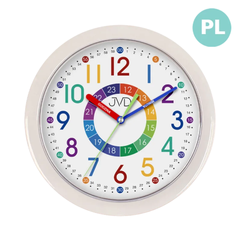 JVD Dětské barevné nástěnné hodiny s tichým chodem (netikající) JVD HP612.D14