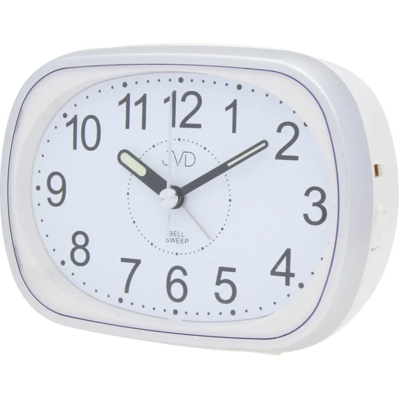 Analogový tichý netikající budík JVD sweep SRP836.5 s osvětlením