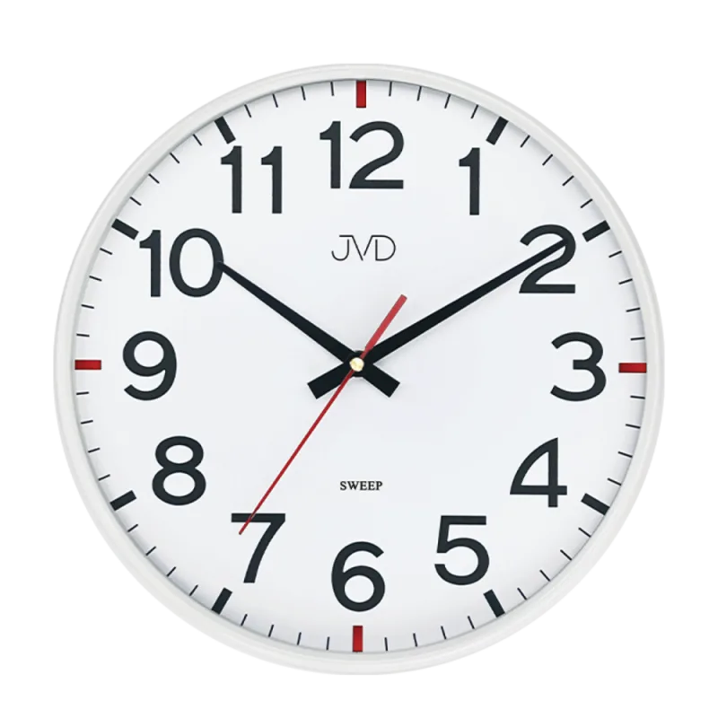 JVD Pastelové bílé přehledné tiché netikající hodiny JVD HX2508.1